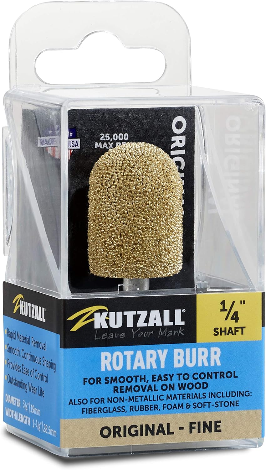 Kutzall Original Ball Nose Rotary Burr, 1⁄4" Shaft, Fine, Woodworking Attachment for Bosch DeWalt, Milwaukee - Image 3
