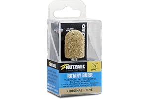 Kutzall Original Ball Nose Rotary Burr, 1⁄4" Shaft, Fine - Wood Carving Bit for Bosch, DeWalt, Milwaukee. Abrasive Tungsten Carbide, 3⁄4" (19mm) Dia. X 1-1⁄8" (28.5mm) Length, BN-34G