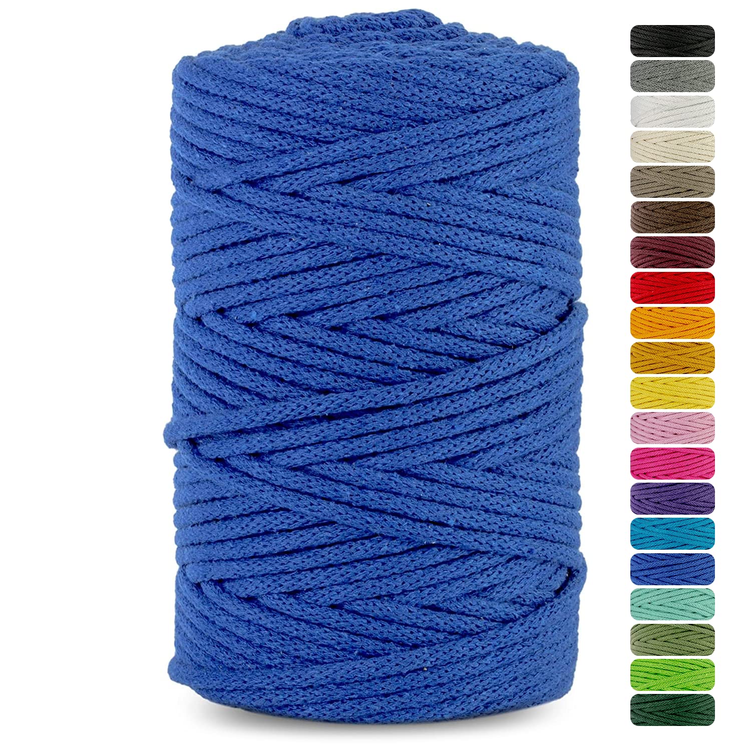 Netuno 1x Macrame Cord Braided Macramé Yarn Dark Blue 5 mm x 100 m 0,2 inch x 3 937 inch Natural Twine String Cotton Cord Ideal Project Hanging Baskets DIY Handbags Decoration