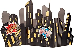 BirthdayExpress Superhero Comics Party Supplies Scene Setter - Standup City Scape Room Decoration