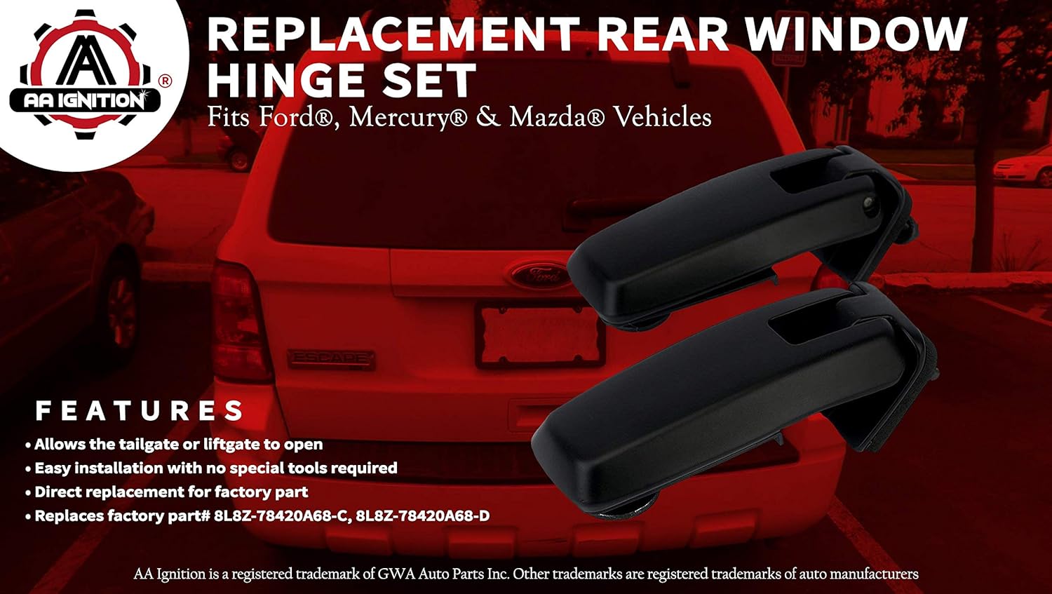 Amazon Com Rear Window Hinge Set Compatible With Ford Escape Mercury Mariner Mazda Tribute 2008 2012 Replaces 8l8z78420a68c 8l8z78420a68d Hinges Rear Hatch Tailgate Liftgate Automotive