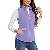 MAGCOMSEN Women's Fleece Vest with Zipper Pockets Zip Up Sleeveless Jackets Lightweight Soft Warm Polar Vest Outerwear