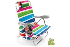 Homevative Kids Folding Backpack Beach Chair with 4 Positions, Carry Handle, Storage Pouch, Cup Holder and Phone Holder, Lightweight Design