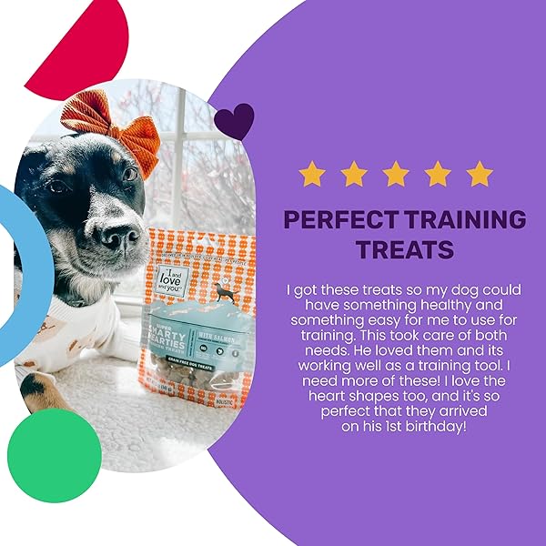 I AND LOVE AND YOU SUPER SMARTY HEARTIES – SALMON – GRAIN FREE, DHA FOR BRAIN AND EYE SUPPORT, TRAINING TREAT, FILLER FREE, 5OZ