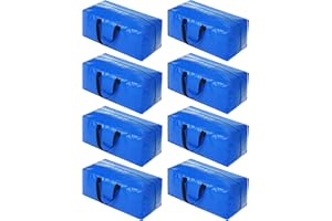 ACNUSIK 8 Pack Heavy Duty Extra Large Moving Bags Storage Tote - Strong Handles& Backpack Straps - Space Saving Storage Bags Alternative to Moving Boxes and Bins,Compatible with Ikea Frakta Cart, Blue