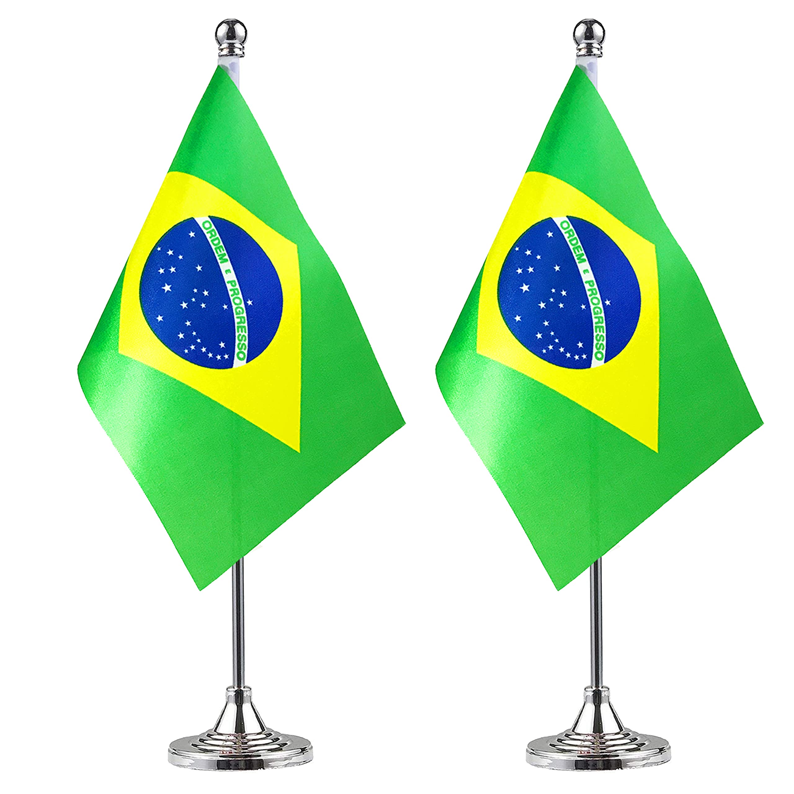 WXTWK 2 Pack Brazil Flag Brazilian Desk Flag Small
