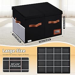 Supowin Shoe Organizer for Closet, Foldable Shoe