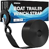 Heavy Duty Boat Trailer Winch Strap with Hook - 2" x 20' - 10,816lbs Breaking Strength, Hand Crank, Automotive Towing
