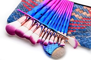 Azgeek Makeup Soft Nylon Brushes Sets for Highlighting, Contouring, Blending, Concealer, Eyeshadow, Eyeliners, Powder, Lips with Bag (Diamond Shape, Multicolour) -13 Pieces