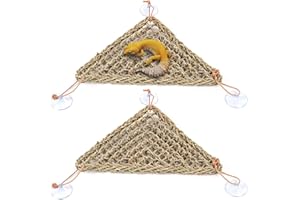 kathson Bearded Dragon Hammock, Bearded Dragon Accessories, Natural Seagrass Reptile Hammock, Reptile Lounger Habitat Decor for Chameleons, Lizards, Geckos, and Snakes（11 x 7.8 x 7.8 inches, 2 PCS）