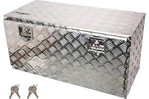 PEAKTOW Heavy Duty 6-3/8 cu.ft Aluminum 36” Truck Pickup Trailer Underbody Toolbox Storage Box with Lock (36"x17"x18" Silver)