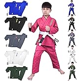 POZTEV Kids Brazilian Jiu Jitsu Gi For Kids BJJ Gi Youth Grappling Kimonos Preshrunk Lightweight Martial Arts Uniform