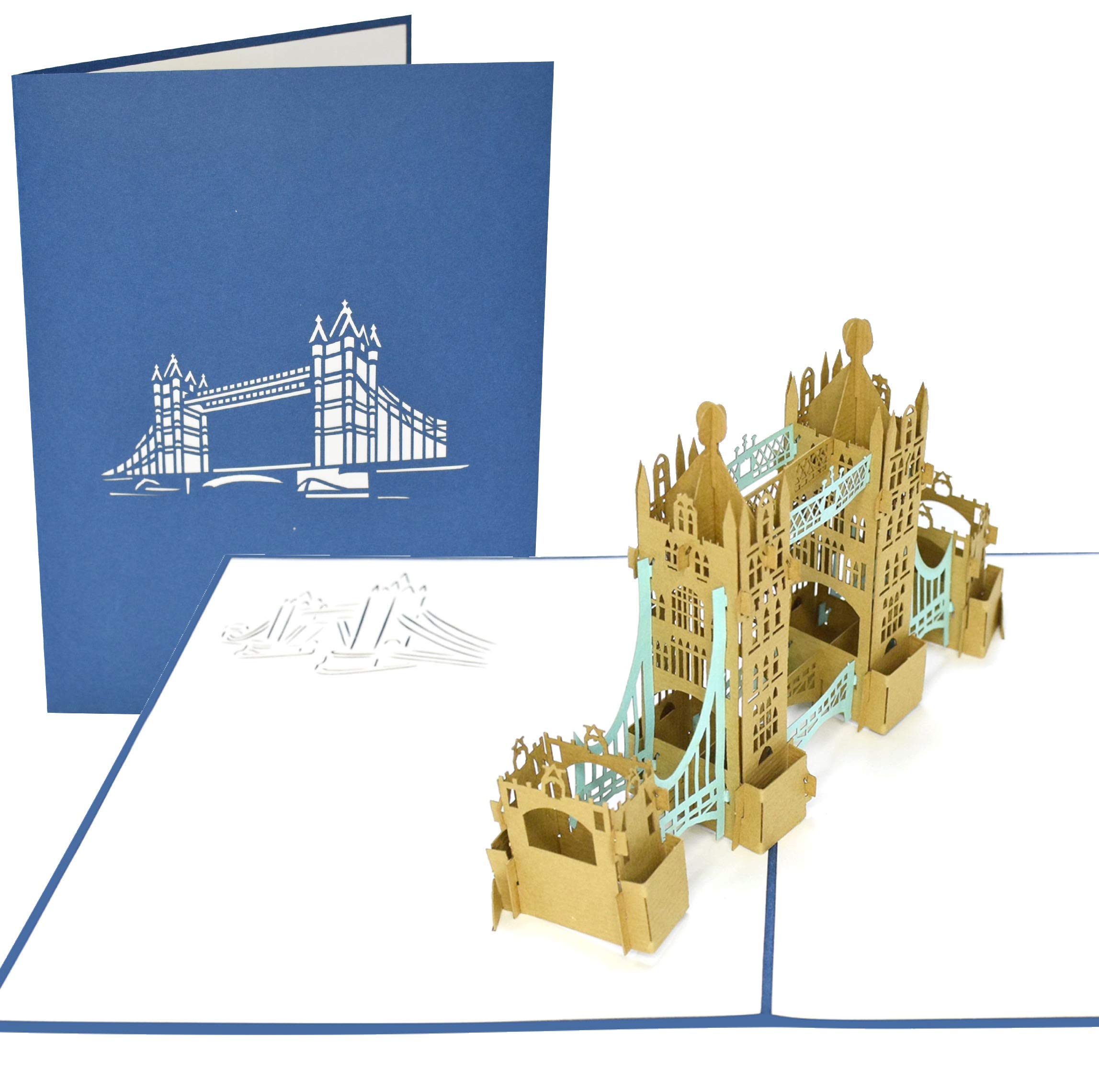 PopLife® London Tower Bridge 3D Pop Up Greeting Card for All Occasions - UK Travellers, Architecture and History Lovers - Folds Flat - Birthday, Mother’s Day, Graduation, Retirement, Anniversary