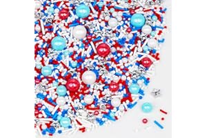JOYVITAS Patriotic Sprinkles, Red White and Blue Sprinkle, 4th of July Sprinkles for Cake Decorating, Edible Pearls Jimmies, Perfect for Baking, Cupcake, Cake Decorations, Ice Cream Toppings, 150g/5.29oz