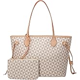 Lacel Urwebin Handbags for Women Designer Fashion Purses Top Handle Satchel Shoulder Bags 2pcs with Small Wallet (White)