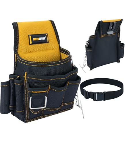 Mechtools Electrician's Leather Tool Pouch – 4-Pocket Drywall Pouch, Split-Grain Leather, Fits 2-Inch Belts, Rust-Resistant Rivets, For Contractors & DIYers