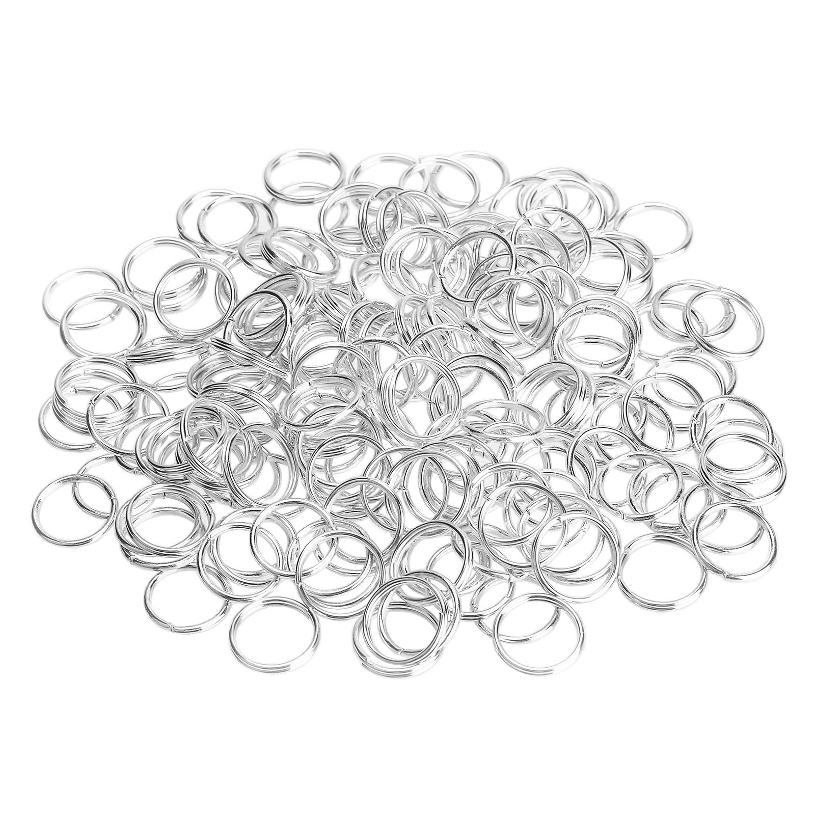 HUIHUIBAO 100 Pieces 10mm Split Rings Smooth Round Edge Key Chain Rings Double Loops Jump Rings for Jewelry and Crafts Making Wind Chimes Costuming Ornaments (Silver)