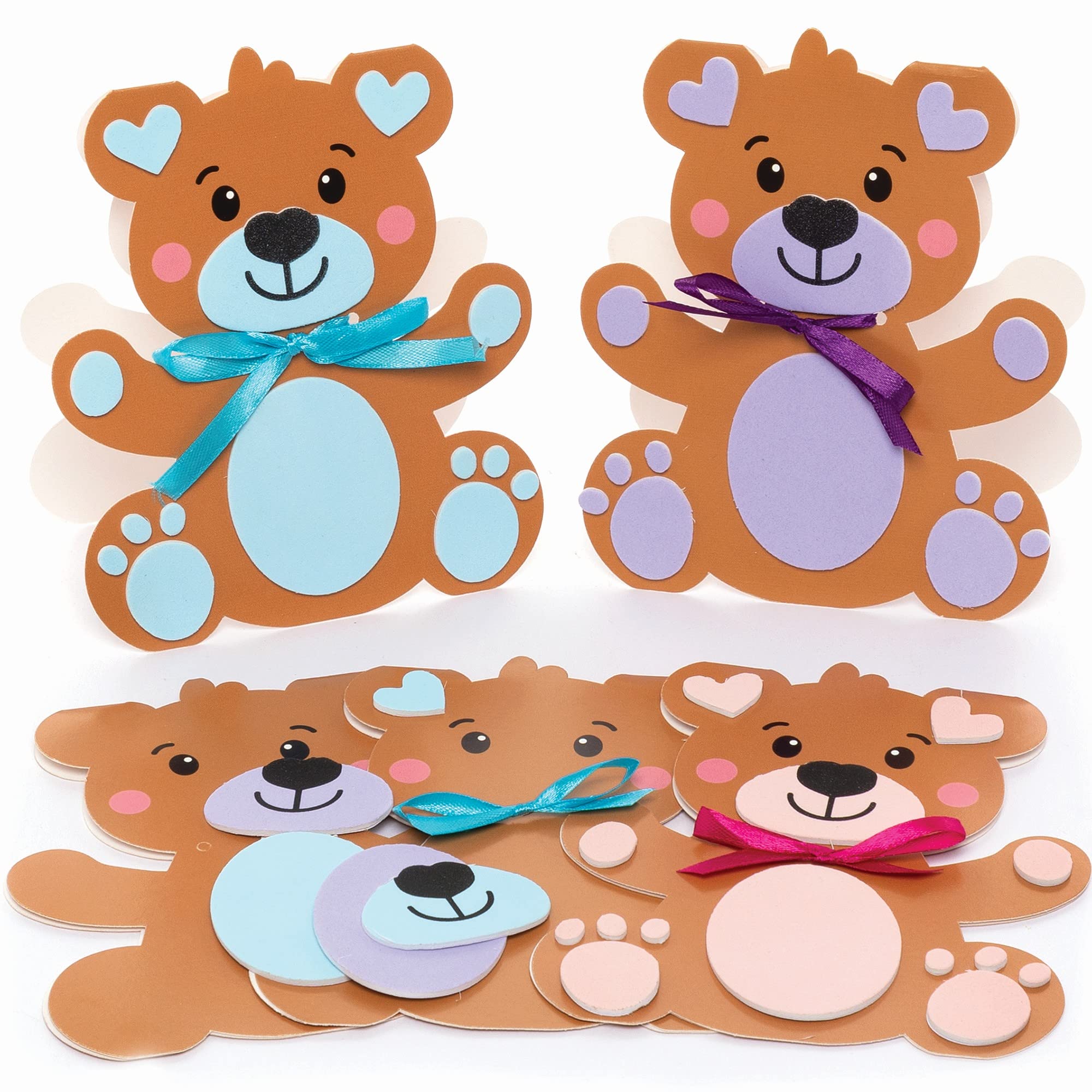 Baker Ross Love Bear Mix and Match Kits-Pack of 6, Art Supplies for Children Card Making Activities (FC416), Assorted