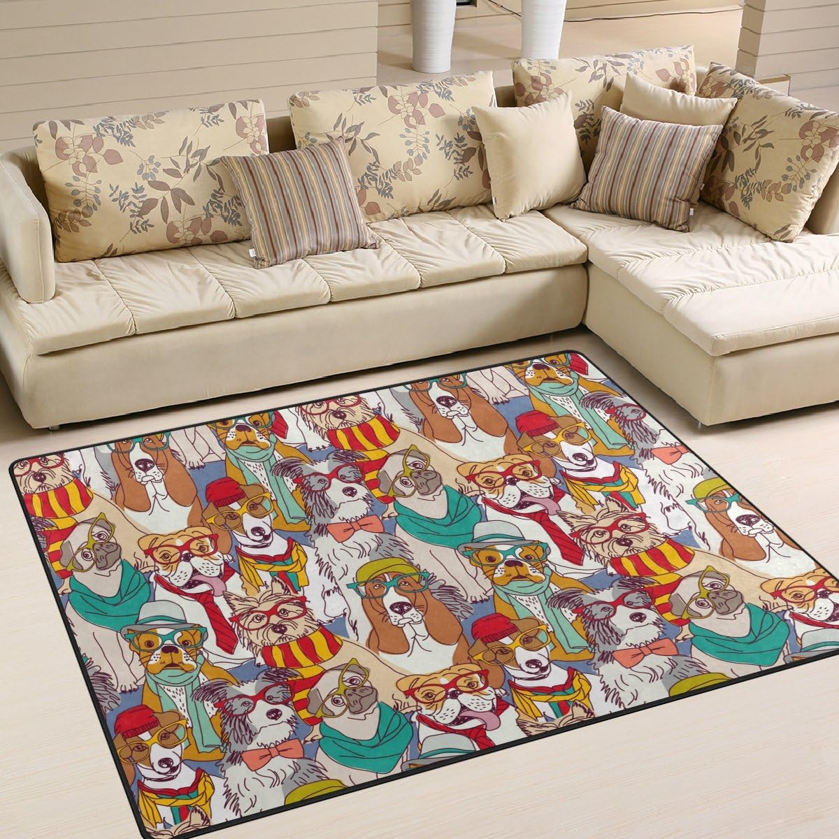 Amazon Com Alaza Cute Pug Puppy Dog Area Rug For Living Room