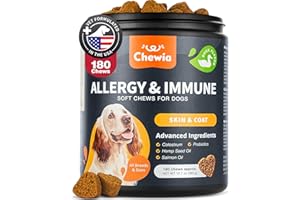 CHEWIA Dog Allergy Relief Chews - Itch Relief for Dogs - Anti Itch - Dog Allergy Chews - US Formulated Dog Itching Skin Relief with Salmon Oil - Immune Health, Seasonal Allergies & Hot Spots Support Treats