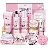Gifts for Women, 12 PCS Birthday Gifts for Women Rose Relaxing Spa Basket Self Care Package for Her Mom Sister Wife Friend Unique Mothers Day Valentine Gift Ideal