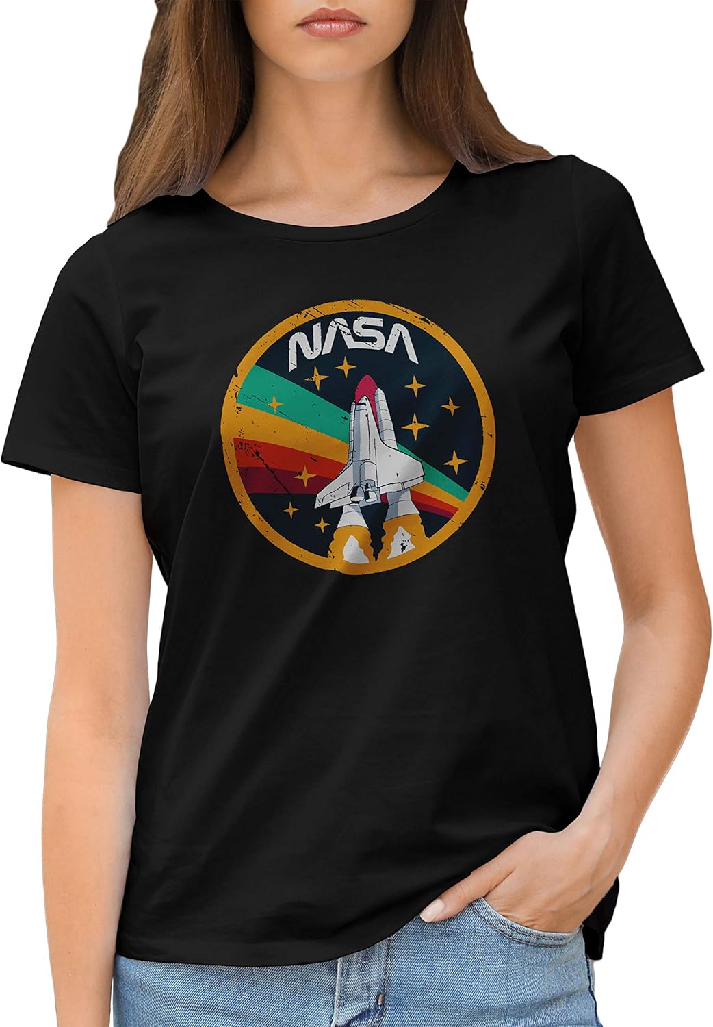 Vintage NASA Rocket SpaceX Women's TShirt Amazon.co.uk Clothing