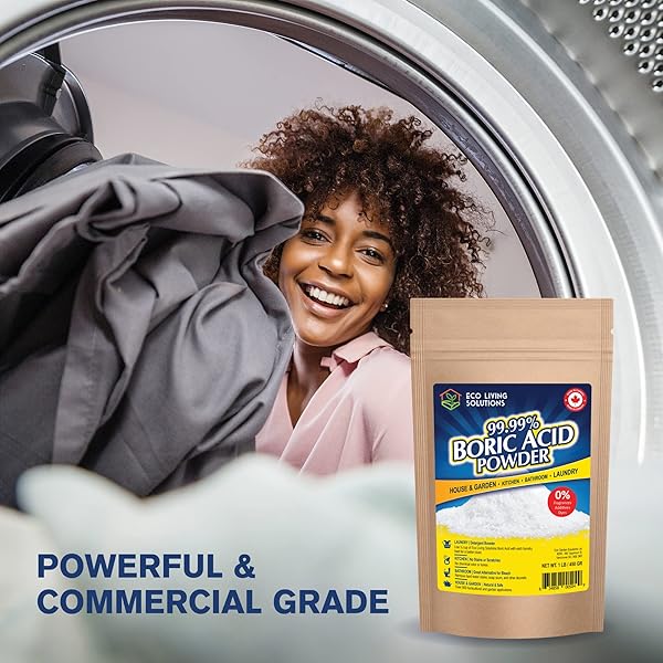 ECO LIVING SOLUTIONS – 99.99% BORIC ACID POWDER | HORTICULTURAL GARDEN APPLICATION | MULTIPURPOSE CLEANER | LAUNDRY ADDITIVE | BATHROOM CLEANER | COMMERCIAL STRENGTH | LAB GRADE – 12 OZ