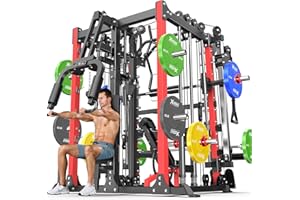 XGSW XINGESIWR Smith Machine，Multi-Function Squat Rack Power Cage with Cable Crossover System,with Optional Weight Bench, Olympic Barbell Weight Set, for Home Gym