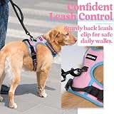 Rabbitgoo Dog Harness Large No Pull Reflective Adjustable Pink Blue L view 6