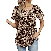 ZEAGOO Womens Summer Tops 2026 Short Sleeve Shirts V Neck Pleated Tunic Tops Work Blouses Business Casual Outfits S-3XL