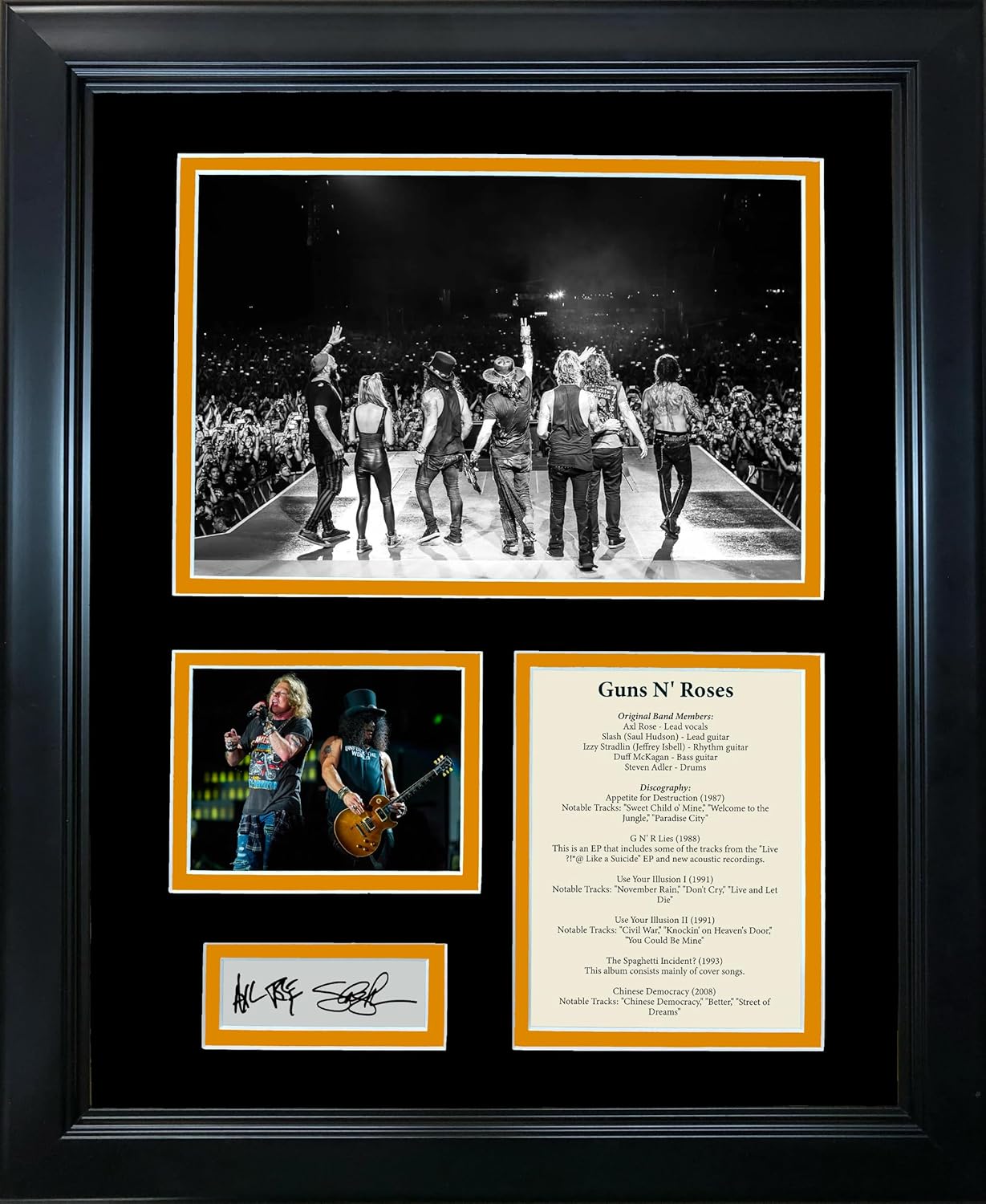 Photographs - Framed Guns N' Roses Band Discography Facsimile Laser Engraved Signatures Auto 12
