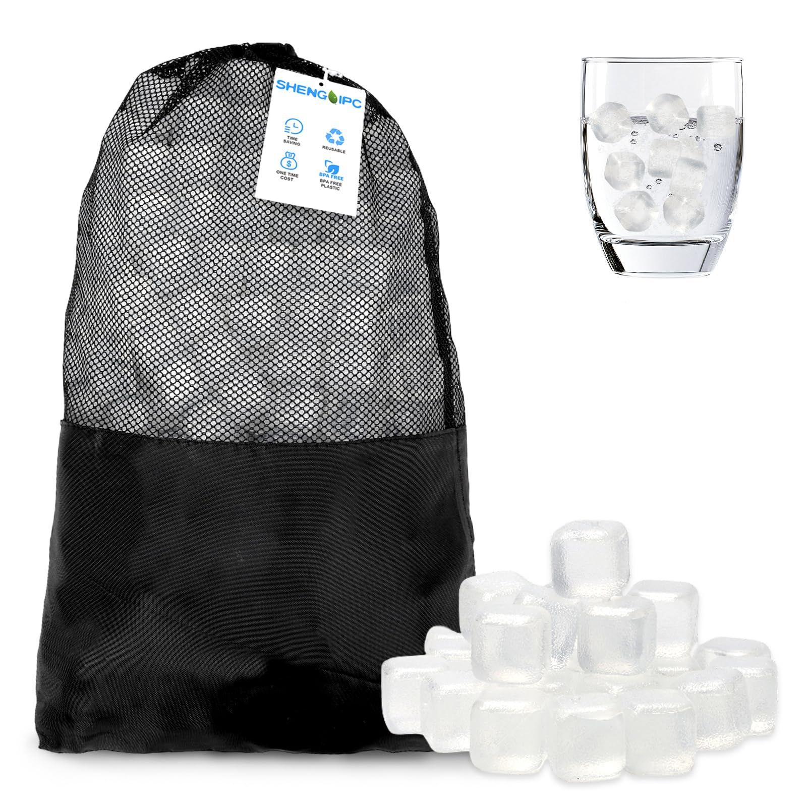 Photo 1 of White Reusable Ice Cubes Without Diluting for Drinks Permanent Ice Cube Frozen BPA Free for Bars Party Ice Bath Camping Fishing Refreezable Ice Instant Ice Packs for Injuries