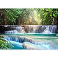 artgeist Wall Mural Waterfall 173x124 in - Peel and Stick Self-Adhesive Wallpaper Removable Large Sticker Foil Wall Decor Print Picture Image Design Landscape Nature Forest c-A-0006-a-b