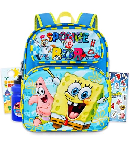 Ruz Sponge Bob Toddle Boy 12 Inch Mini Backpack (Blue-Yellow): Clothing, Shoes & Jewelry
