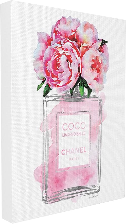 Amazon Com Stupell Industries Glam Botella De Perfume Para Decoracion De Pared Diseno De Peonia Rosa Plateada Fabricado En Estados Unidos Home Kitchen