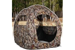 ShedOFF Hunting Blind 1-3 Person See Through Quick Set Pop up Ground Blinds for Deer Turkey Duck Hunting, Bow Hunting Adjust Windows with Silent Zipper