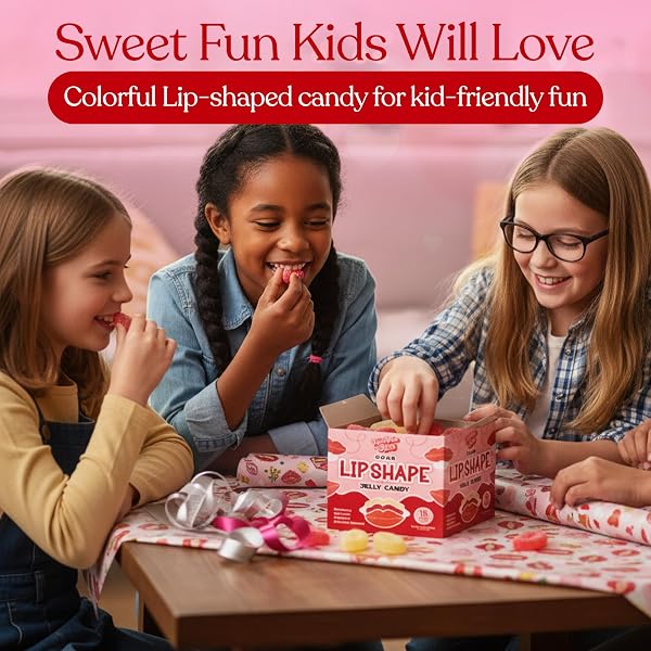 75 PCS – 15 PACKS OF 5 VALENTINE’S DAY SOUR PUCKER GUMMY – HEART SHAPED PACKS WITH 5 LIP CANDY IN EACH BAG, STRAWBERRY, RASPBERRY & TUTTI FRUTTI FLAVORS, VALENTINE CANDY GIFT BOX
