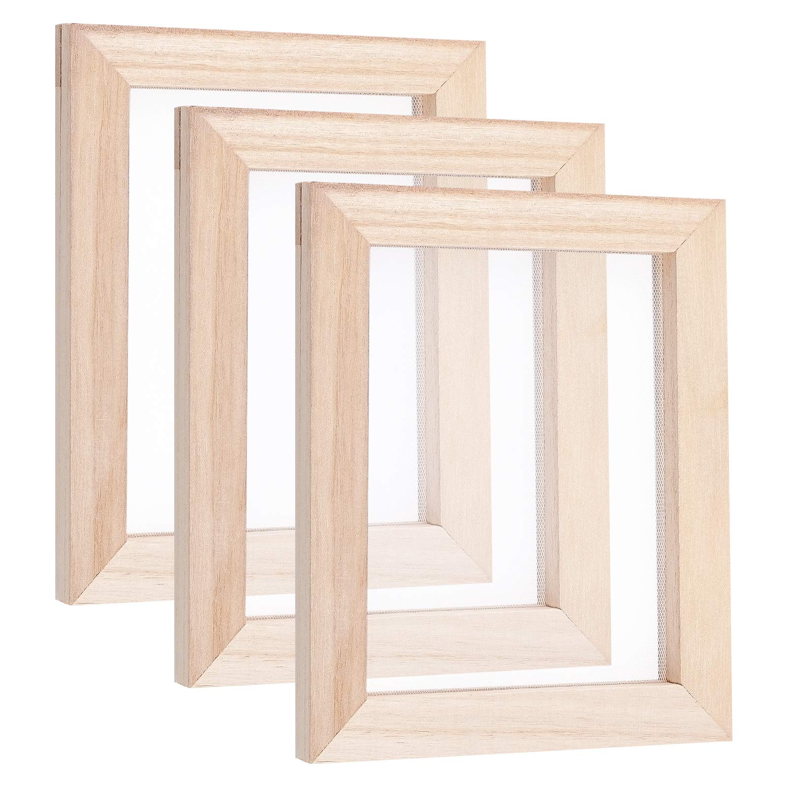 SUPERFINDINGS 3Pcs Wood Paper Making Frame 17.8x14.8cm Paper Making Screen Kit Burly Wood Ancient Rectangle Paper Making Moulds Frame for DIY Paper Craft Handmade