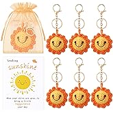Zeyune Crochet Sunflower Keychains with Sunshine Card Positive Inspirational Friendship Sunshine Keychain Appreciation Gift