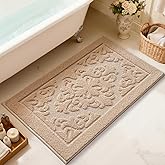 LUMI Ultra Absorbent Bathroom Rug Non Slip Rubber Backing, Machine Washable Bath Mat Soft Premium Microfiber, Elegant Floral Bath Rugs Quick Dry for Bathtub and Shower Floor, Decor, 17x30