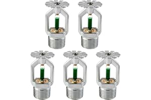 BESTOPPER 5 Pcs Fire Sprinkler Head, 93℃/199 Degree Quick Response Pendent Fire Sprinklers 1/2 Inch Green High Temperature 1/2 NPT Thread for Residential Kitchen Boiler Room