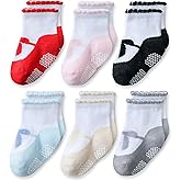 EPEIUS Unisex Baby Girls Boys Non-Slip Socks (Set of 6)