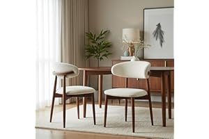 Aykah Aires Boucle Dining Chairs Set of 2, Modern Fabric Upholstered Kitchen Side Chairs, Farmhouse Dining Room Chair with Wo