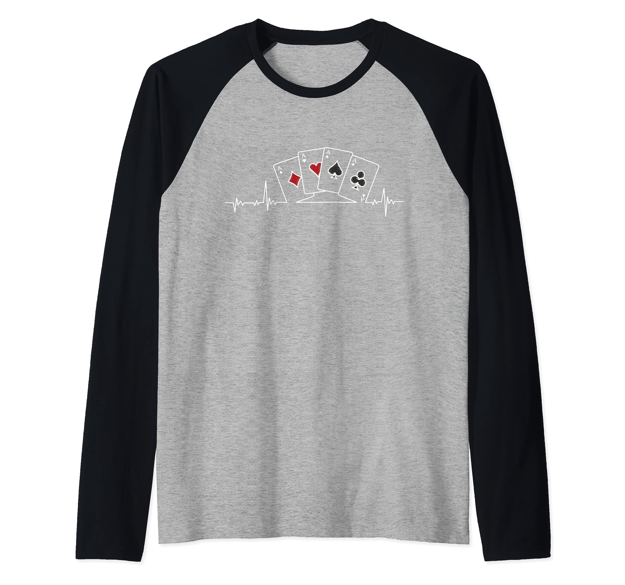 Poker cards flush heartbeat poker player poker card game Raglan Baseball Tee