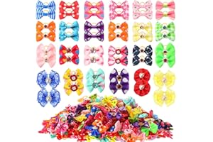 Reginary 300 Pack Dog Bows Grooming Cute Dog Hair Bows Girl with Rubber Bands Small Puppy Bowknots Colorful Hair Accessories for Puppies Pets Gift