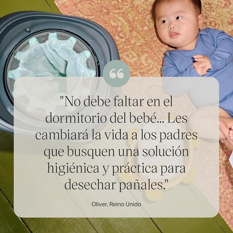 Tommee tippee - twist and click advanced diaper container, novo sistema ecológico, inclui 12 recargas com filme greenfilm, branco