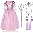 Lingway Toys Girls Princess Dress Up Costume, Rapunzel Cosplay Dress, Light Up Girls Halloween Snow Queen Princess Dress