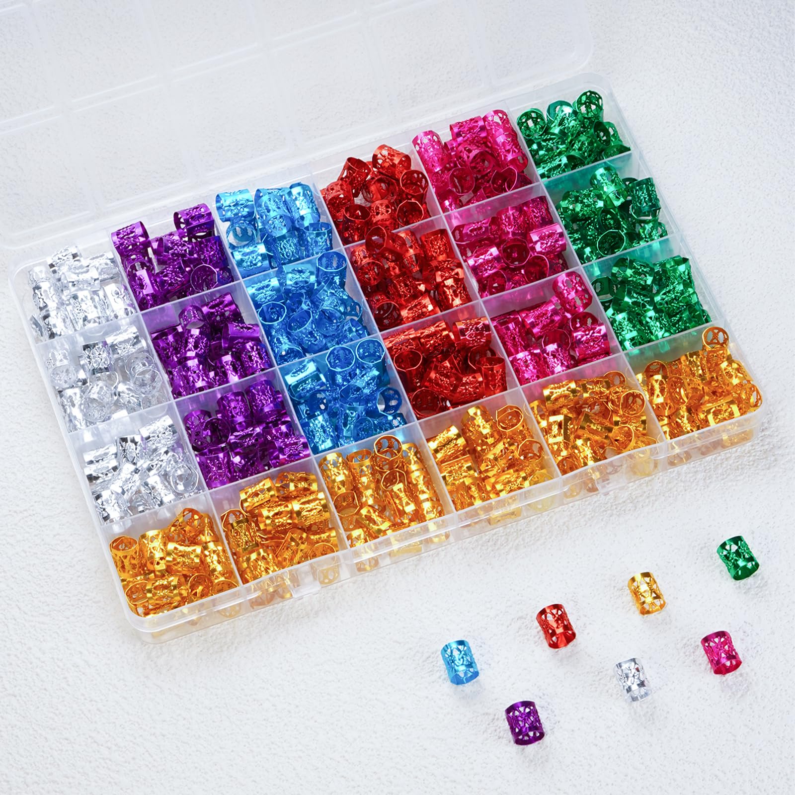 Yamel Colourful Hair Cuffs Hair Jewelry for Braids Accessories 400 Pieces Adjustable Metal Hair Rings Colourful Hair Accessories for Women