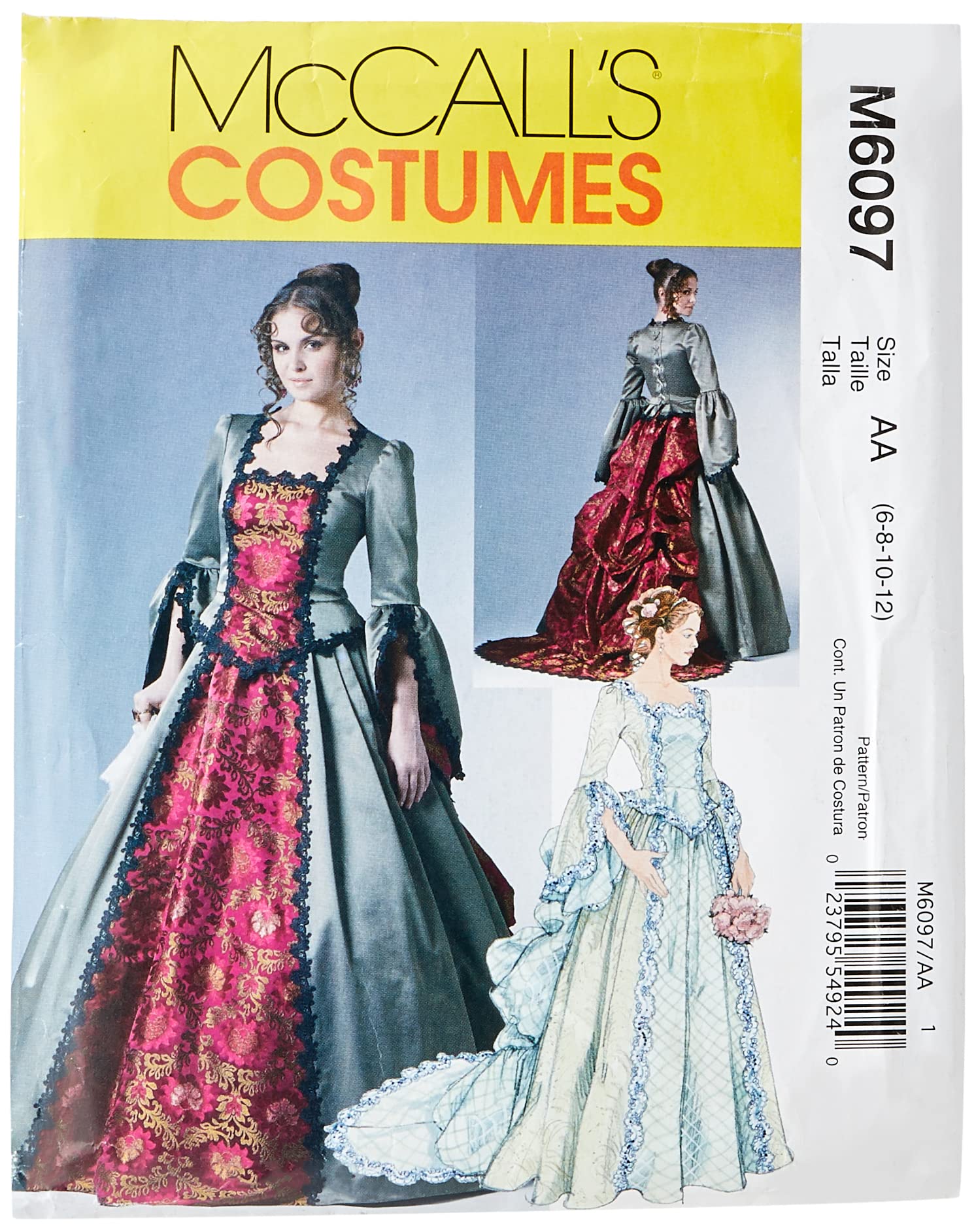 McCall's Patterns M6097 Size AA 6-8-10-12 Misses' Victorian Costume, Pack of 1, White