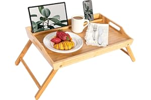 ROSSIE HOME Bamboo Bed Tray, Lap Desk with Phone Holder - Fits up to 17.3 Inch Laptops and Most Tablets - Natural - Style No. 78107